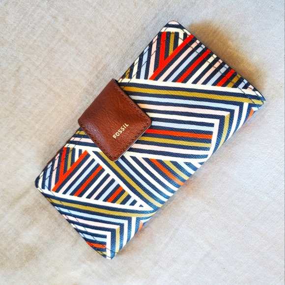Fossil Handbags - Fossil tab clutch striped wallet